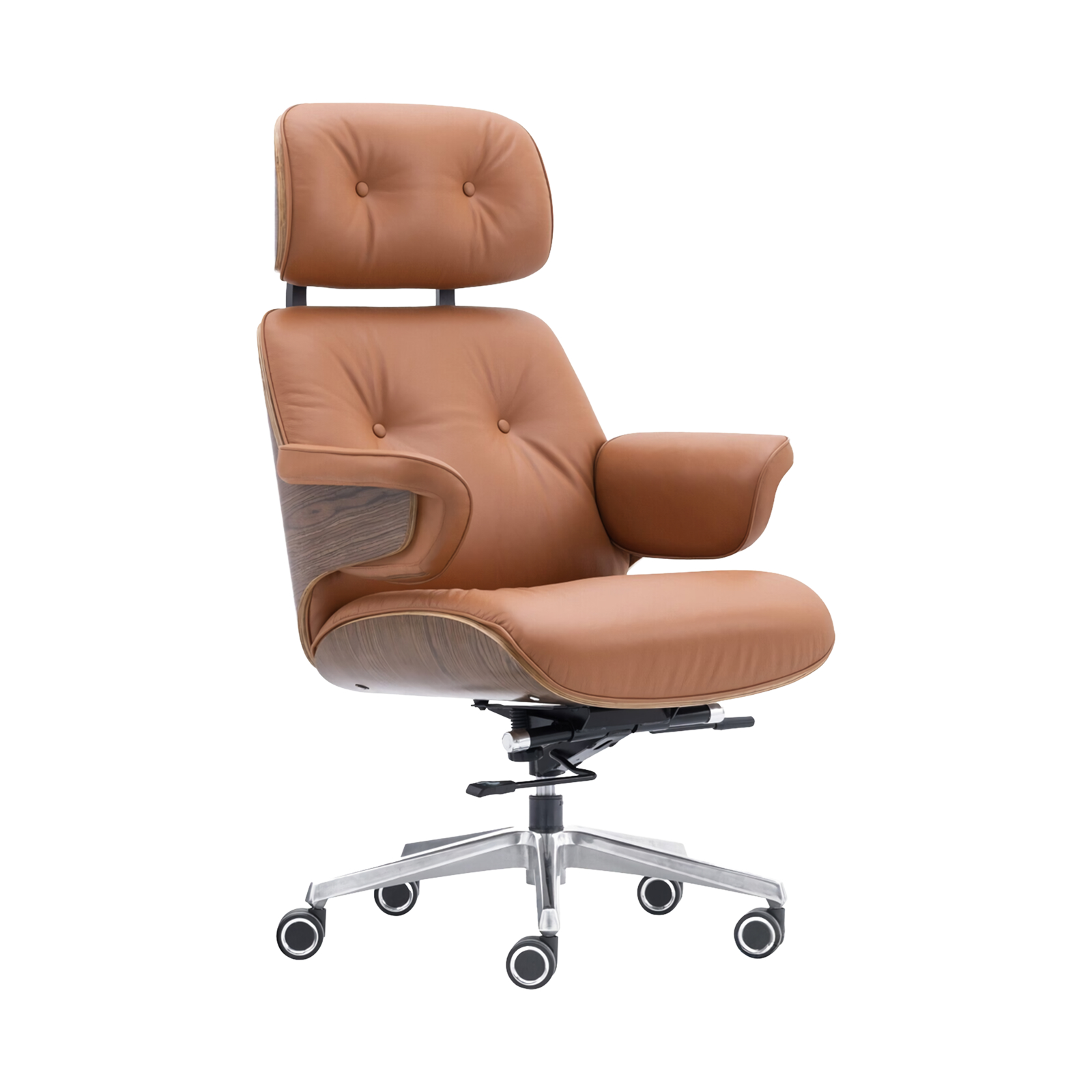 Professional Grade Leather Office Chair - Ergonomic Support, Adjustable Seat Height & Silent Roller Wheels - Image 4