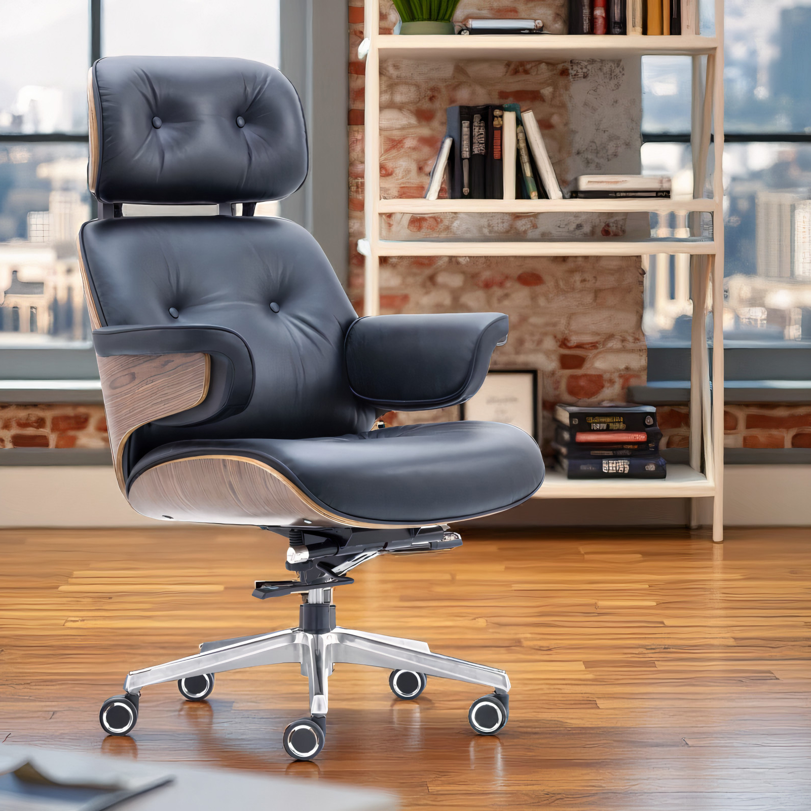 Professional Grade Leather Office Chair - Ergonomic Support, Adjustable Seat Height & Silent Roller Wheels - Image 5