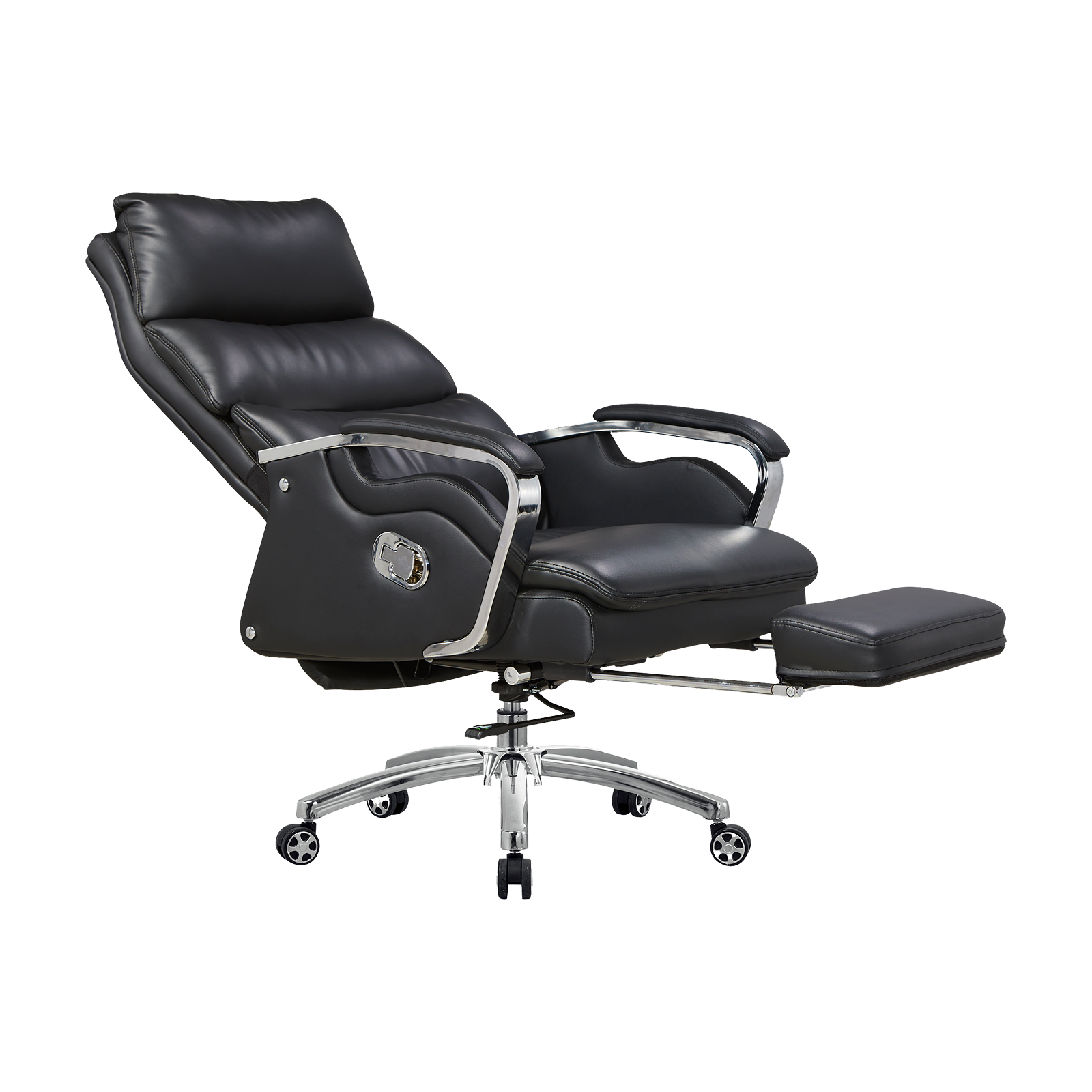 Deluxe Ergonomic Office Chair - Breathable Leather, Adjustable Seat Height & Whisper-Quiet Mobility Casters - Image 4