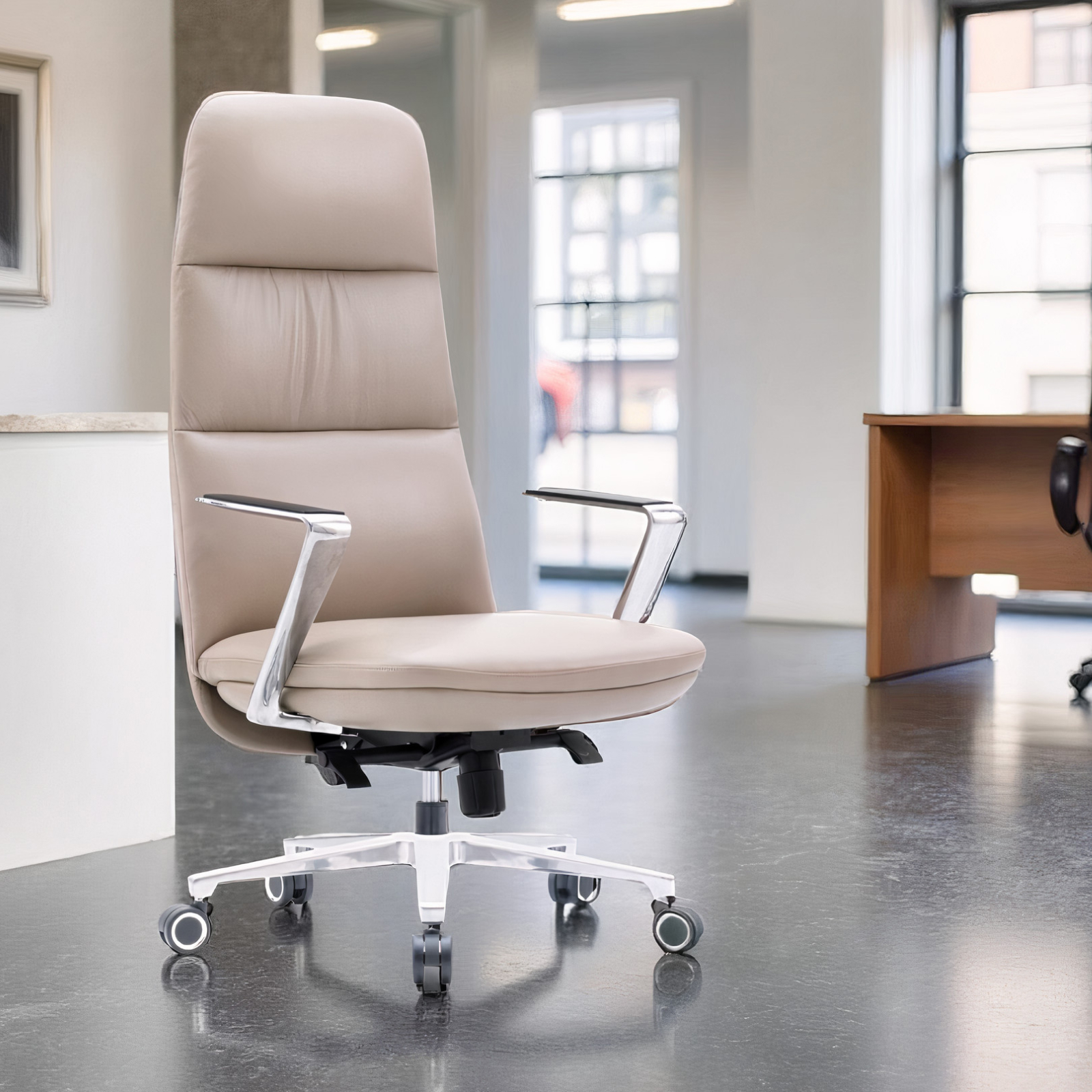 Luxury Executive Leather Office Chair - Premium Metal Frame, Padded Armrests & Ergonomic High-Back Design - Image 8