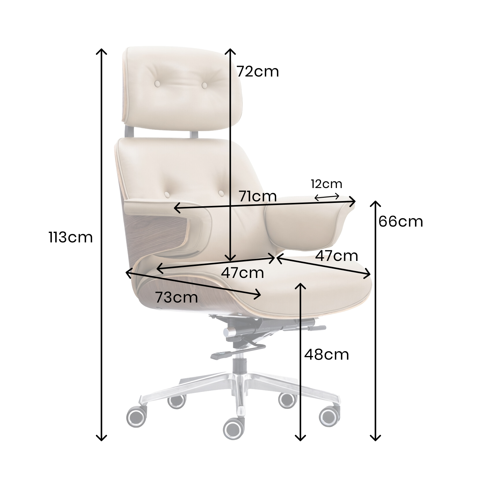 Professional Grade Leather Office Chair - Ergonomic Support, Adjustable Seat Height & Silent Roller Wheels - Image 2