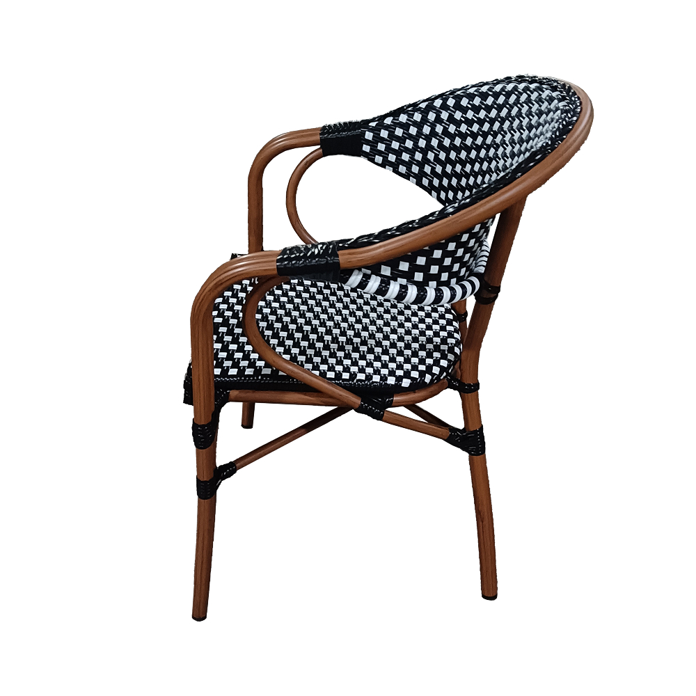 FH-CAM250801 Waterproof Outdoor Dining Chair – Metal Frame with Hand-Woven SEA Rattan, Patio & Garden Ready - Image 2