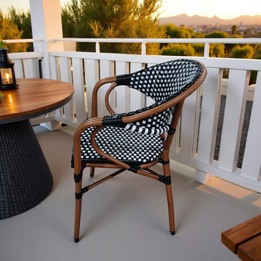 FH-CAM250801 Waterproof Outdoor Dining Chair – Metal Frame with Hand-Woven SEA Rattan, Patio & Garden Ready - Image 4
